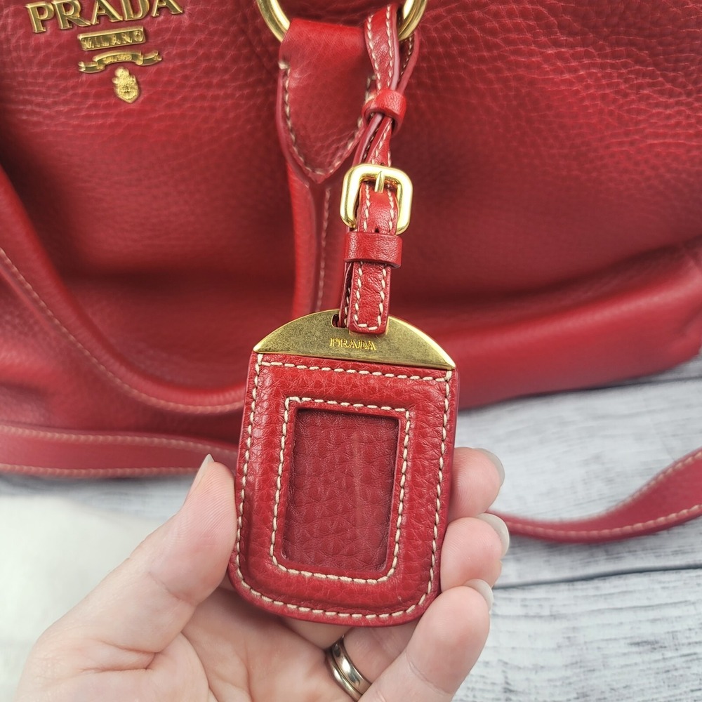 PRADA Vitello Daino Leather Shoulder Bag Red BL0778 - Picture 3 of 12